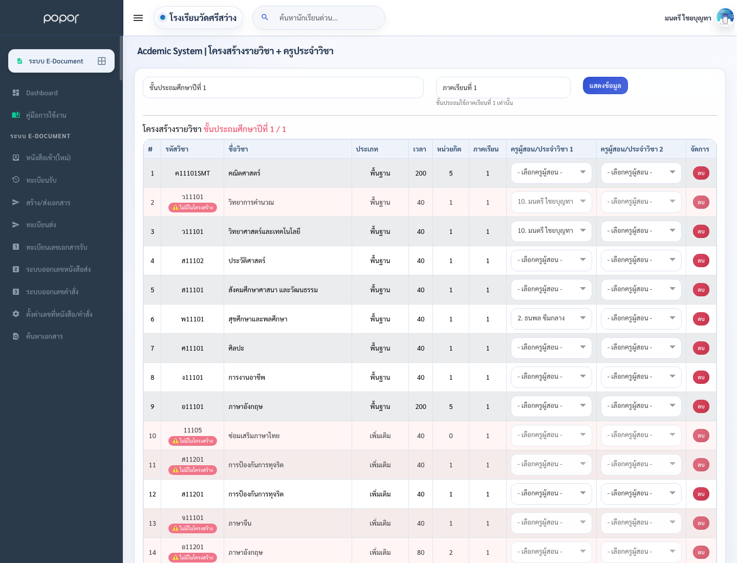 6. 8.6 วิชาการและหลักสูตร - academic_Subject_Teacher